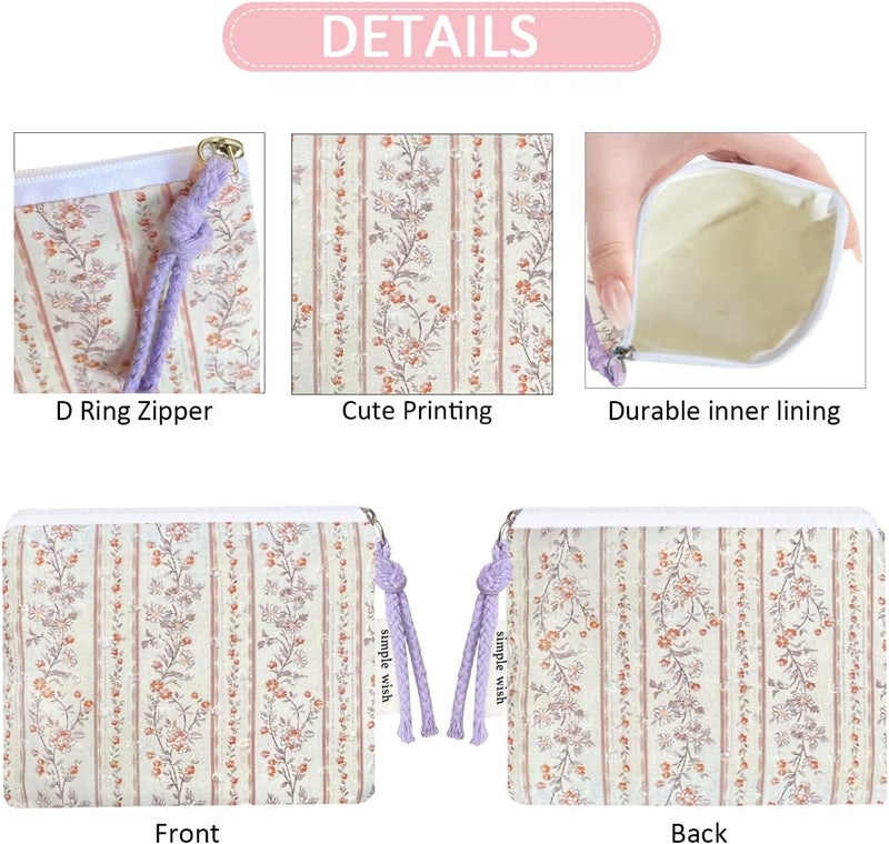 Modacarry Store Cotton Floral Small Organizer Bag Coin Pouch with Cute Prints Zipper for Women Girls (PPLCOF) - Image 4